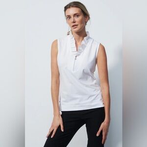 Daily Sports Patrice Sleeveless Polo Shirt- White Size Large